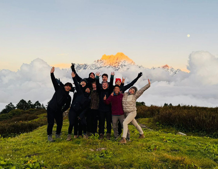 Panoramic sunset views from Short Nagathali Taru Viewpoint Trek, Nepal.