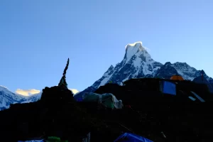 Morning view of Machhapuchare from Mardi High Camp.