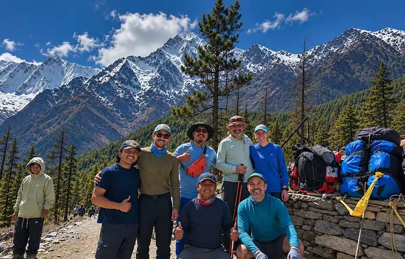Trekkers enjoying during ice lake trek with Annapurna circuit