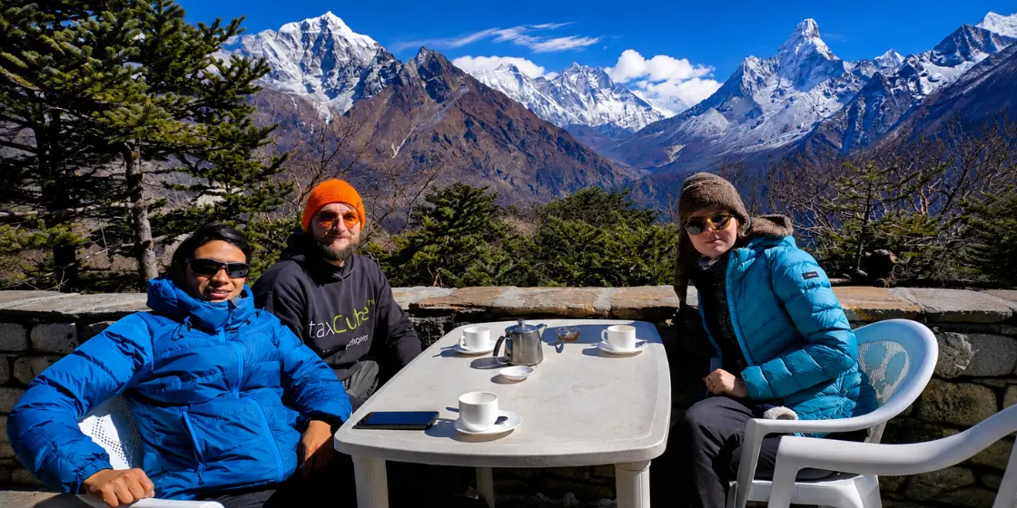 Ruby Alpine Trails team while trekkers in the Nepal Himalayas.