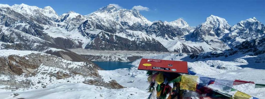 view of beautiful snow mountain in everest region