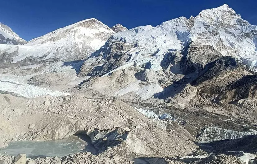View of Mountain Everest during rapid everest base camp trek.