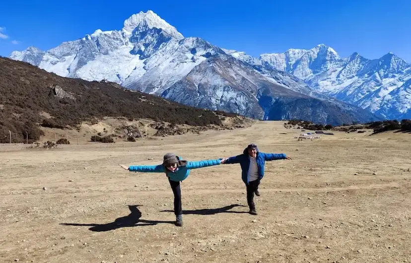 Trekkers enjoying at Pangboche airport during Everest view trek.